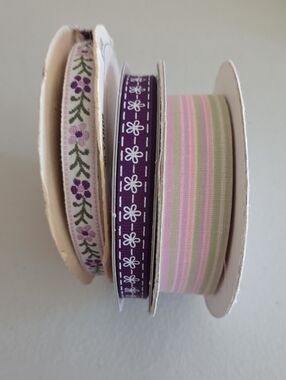 Vintage Super Rare Find 3 Ribbons - Trims Multi-Colors Sew Craft Quilt Designs